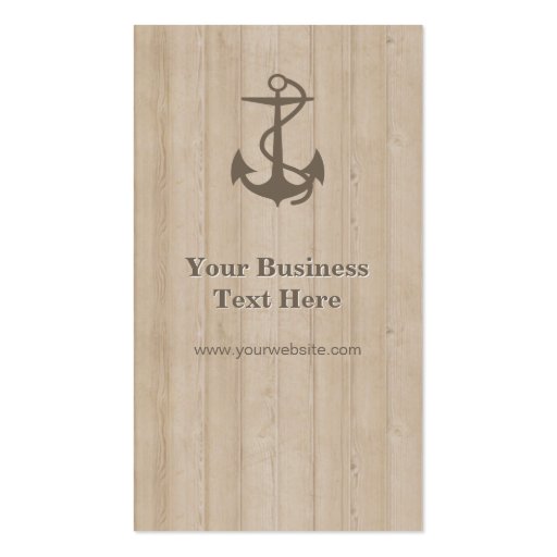 Captain - Nautical Anchor Wood Business Card (back side)