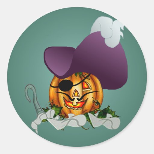 CAPTAIN PUMPKIN HOOK by SHARON SHARPE Sticker