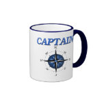 Captain with Blue Compass Rose Coffee Mugs