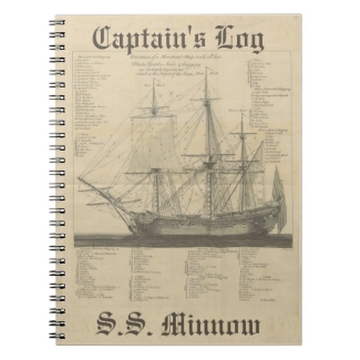 Captains Log Ship Vintage  Illustration