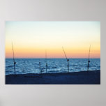 Captiva Island Sunset Fishing Poles In Sand Poster