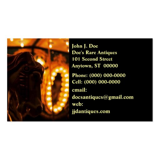 Captivating Carousel Horse At Night BUSINESS CARD