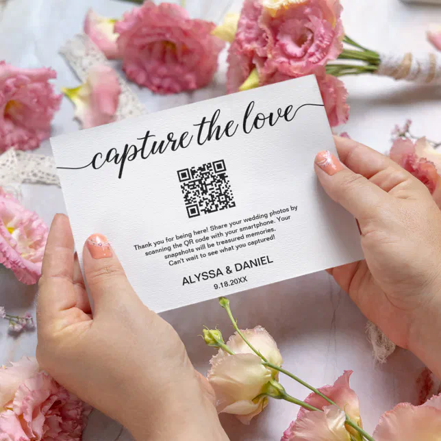 Capture The Love Qr Code Wedding Photo Sharing Enclosure Card Zazzle