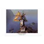 dragon, castle, fantasy, ships, outpost, mountains