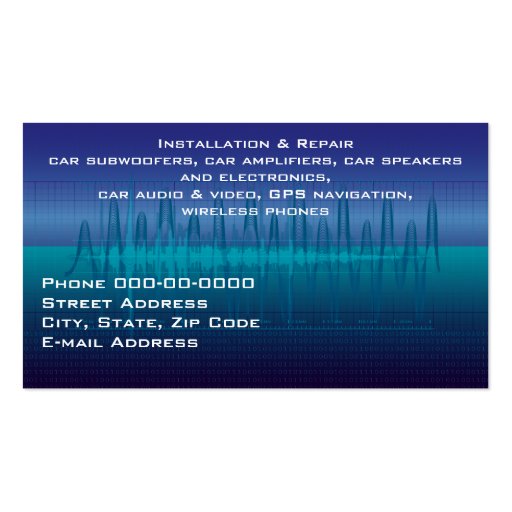 Car Audio Systems Business Card (back side)