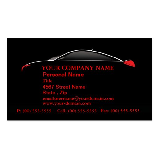 Car Automotive Service Sales Business Cards (front side)