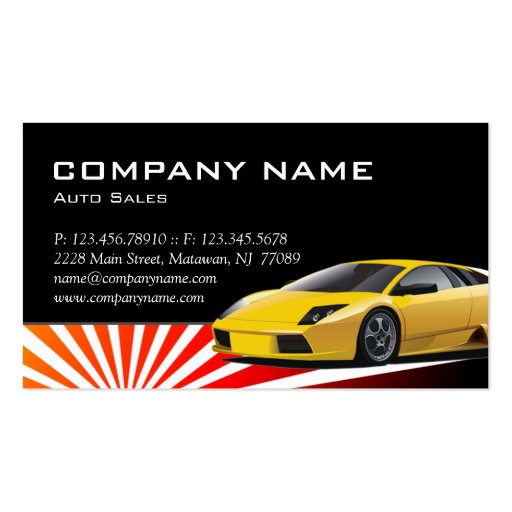 Car Business Card Red Orange Yellow (back side)