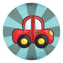 Car cartoon round sticker