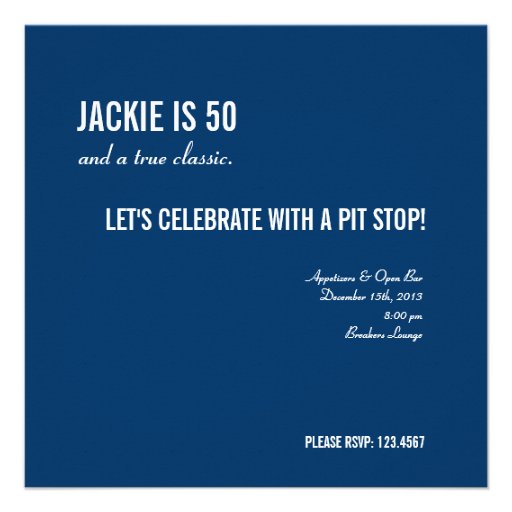 Car Lover 50th Birthday - Turning Heads Personalized Announcement