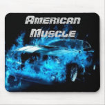 Car on Blue Flames American Muscle Mousepad