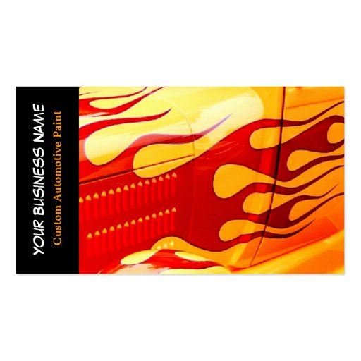 Car Painting Flames Paint Job on Car Business Card Templates (front side)