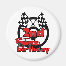 Car Racing 2nd Birthday Tshirts and Gifts Refrigerator Magnet