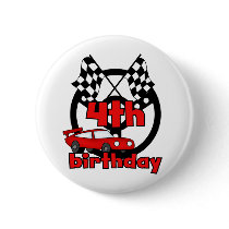 Car Racing 4th Birthday Tshirts and Gifts Pin