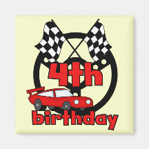 Car Racing 4th Birthday Tshirts and Gifts Refrigerator Magnets