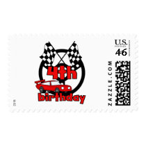 Car Racing 4th Birthday Tshirts and Gifts Postage Stamps