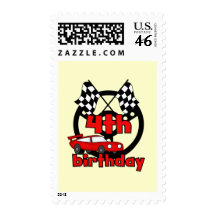 Car Racing 4th Birthday Tshirts and Gifts Stamp