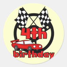 Car Racing 4th Birthday Tshirts and Gifts Stickers