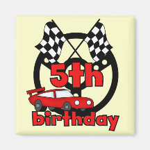 Car Racing 5th Birthday Tshirts and Gifts Fridge Magnets