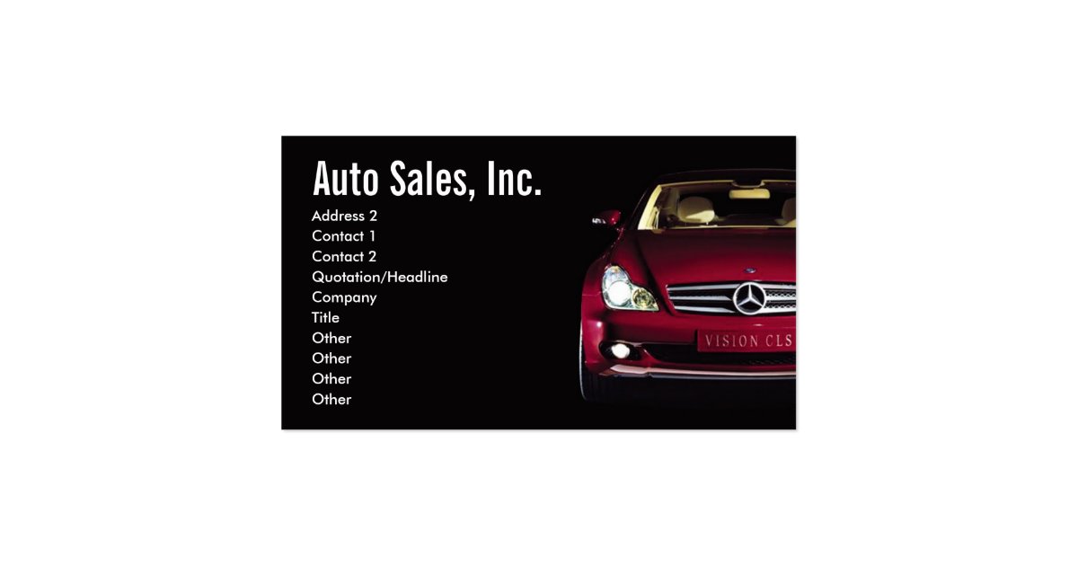 Car Sales Business Cards Zazzle