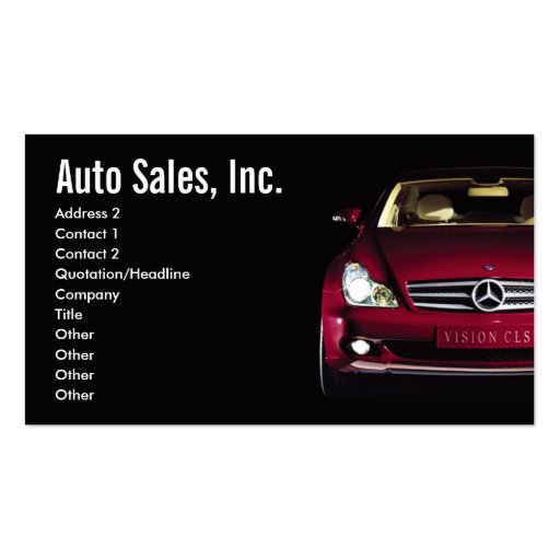 Car Sales Business Cards (front side)