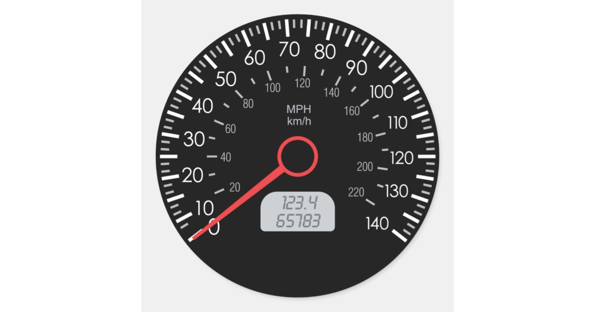 CAR SPEEDOMETER CLASSIC ROUND STICKER Zazzle