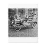 Car Strike Hitchhikers, early 1900s Post Cards