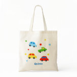 Car Truck Personalized kid name canvas bag