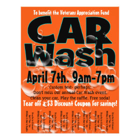 Car Wash. Carwash. Customizable promotional flyer