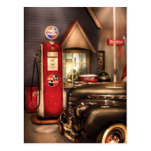 Car - White Flash Gasoline Postcard