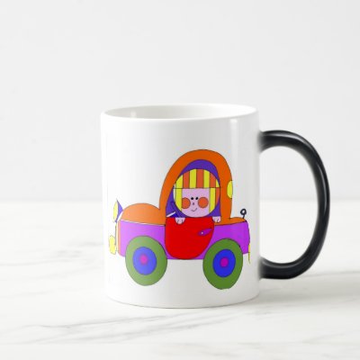 car with little girl mug by packard