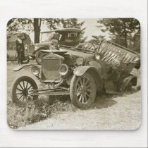 Car Wreck Marine City MI July 1930s - Vintage mousepads