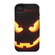 Cara de mueca malvada de la calabaza de Halloween Vibe iPhone 4 Carcasas