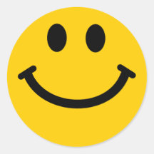 Cara sonriente amarilla etiqueta