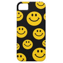 Cara sonriente amarilla iPhone 5 fundas