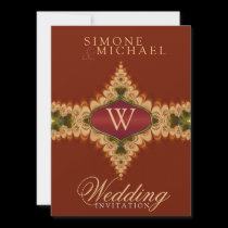 Caramel Lace Monogram Wedding Invitations invitations