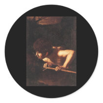 Caravaggio St John The Baptist At The Well Round Stickers