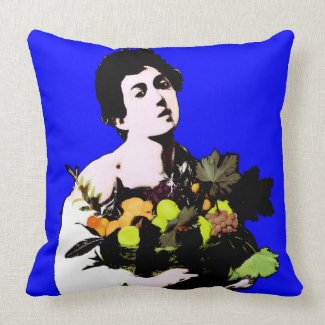 Caravaggio's Boy with Fruit Basket - Pop Art Style Pillows