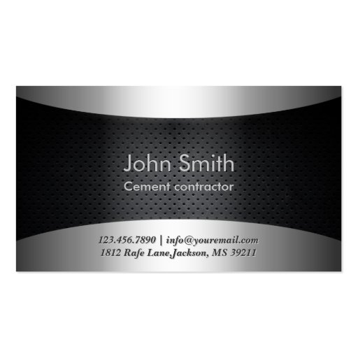 Carbon Black Cement Contractor Business Card (front side)