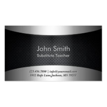 Carbon Black Substitute Teacher Business Card