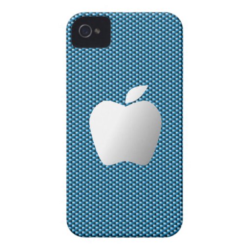 Carbon Fiber iPhone 4/4S Case (Blue with Apple) iPhone 4 Covers