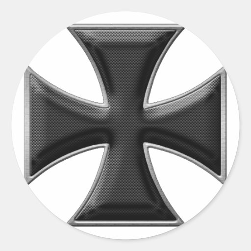Carbon Fiber Iron Cross Black Classic Round Sticker Zazzle