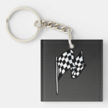 Carbon Fiber look Checkered Flag Acrylic Keychains