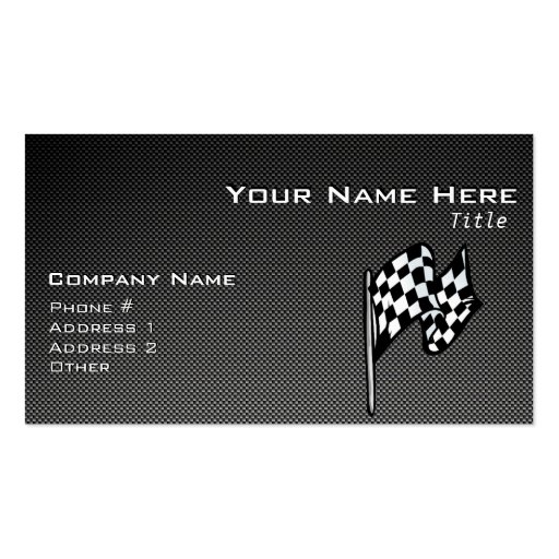 Carbon Fiber look Checkered Flag Business Card (front side)