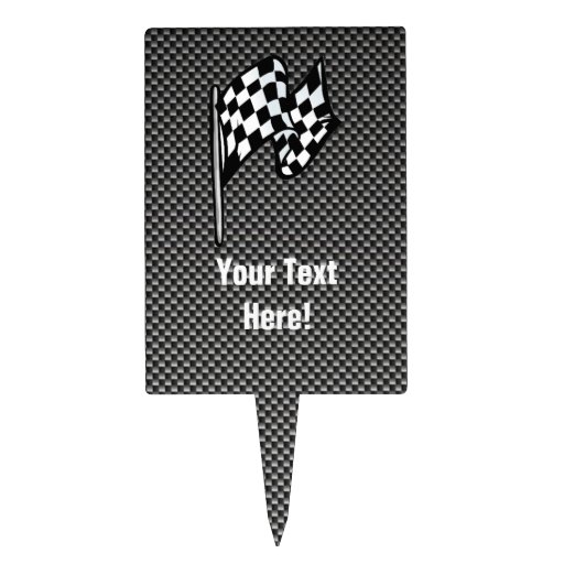 Carbon Fiber look Checkered Flag Cake Topper | Zazzle