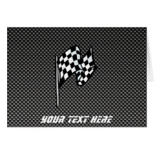 Carbon Fiber look Checkered Flag Greeting Cards