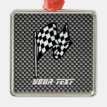 Carbon Fiber look Checkered Flag Ornaments
