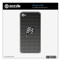 Carbon Fiber look Checkered Flag Skins For The iPhone 4