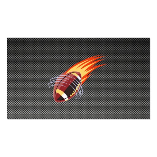 Carbon Fiber look Flaming Football Business Card Template (back side)