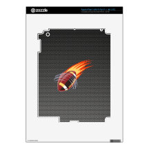Carbon Fiber look Flaming Football Skins For iPad 3