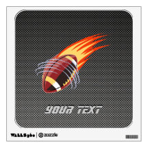 Carbon Fiber look Flaming Football Wall Decals